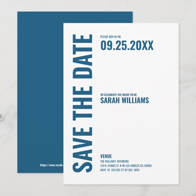 Modern Save the Date einladen Einladung (Vorne/Hinten)