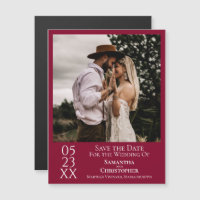 Modern Save the Date Foto Cranberry Red Magnet