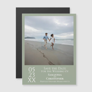 Modern Save the Date Foto Sage Green Magnet