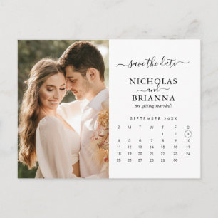 Modern Save the Date Foto von Calendar Simple Eleg Postkarte