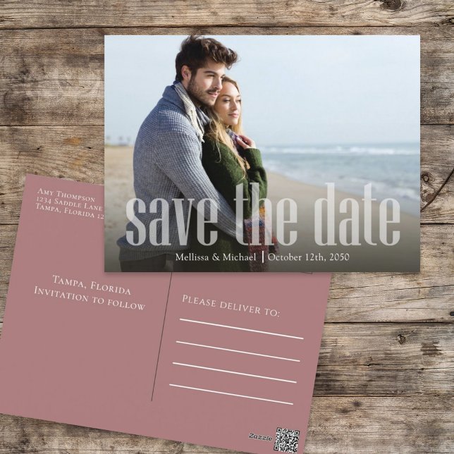 Modern Save the Date Fotokarte Rosa Postkarte (Von Creator hochgeladen)