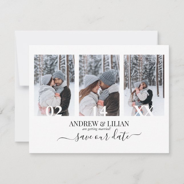 Modern Save the Date Monogram Fotolage Einfach Einladung (Vorderseite)