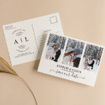 Modern Save the Date Monogram Fotolage Einfach Postkarte<br><div class="desc">Moderne Save the Date Monogram Foto Collage Simple Postcard. Einfach personalisieren,  indem Sie jede Information ersetzen. Bitte laden Sie vertikale/portrait Fotos hoch. Stellen Sie sicher,  dass Sie die Vorschau vor dem Hinzufügen zum Warenkorb Karo haben. (Foto von Michail Nilov)</div>