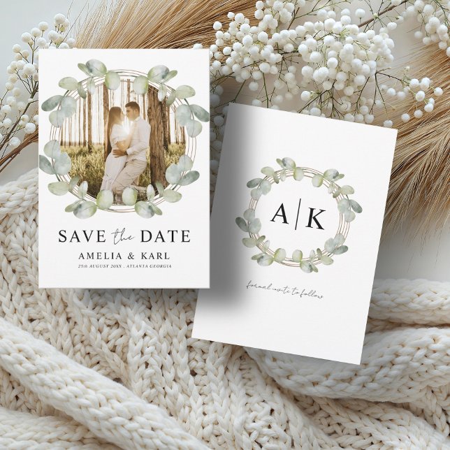 Modern Save the Date Sage Green Eucalyptus Wedding (Von Creator hochgeladen)