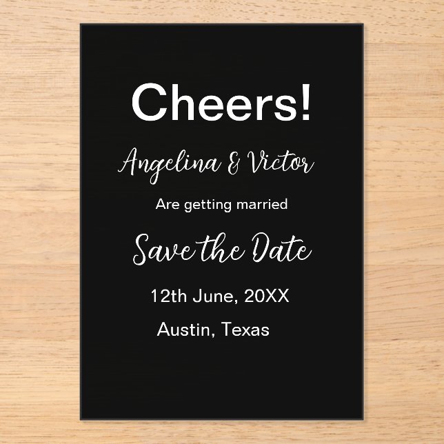 Modern Save the Date schlicht und elegant Acryleinladungen (Vorderseite)