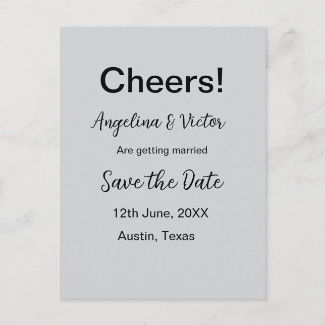 Modern Save the Date schlicht und elegant Postkarte (Vorderseite)