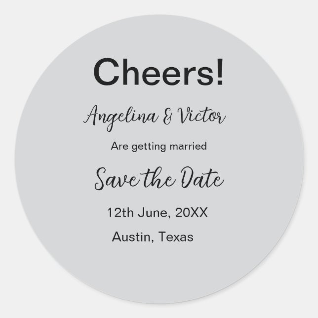 Modern Save the Date schlicht und elegant Runder Aufkleber (Vorderseite)