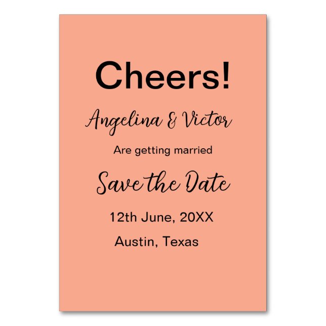 Modern Save the Date schlicht und elegant Tischnummer (Vorderseite)