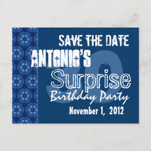 Modern Save the Date Surprise 30. Party V400 Ankündigungspostkarte
