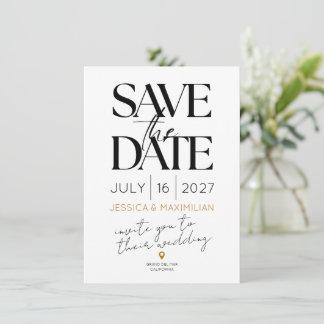 Modern save the date with gold accents karte