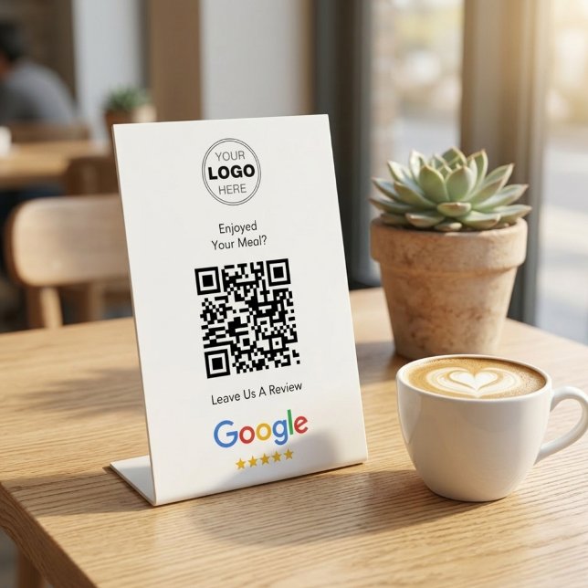 Modern Scan To Review Google QR Code Feedback Sockelschild (Boost Your Restaurant Reviews! Google Review QR Code Pedestal Sign)
