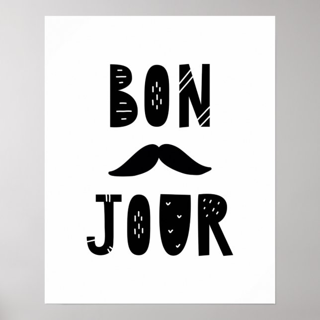 Modern scandi Bon Jour Kinderzimmer Poster (Vorne)