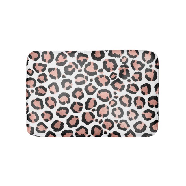Modern schicke Black Rose Gold Foil Leopard Printi Badematte (Vorderseite)