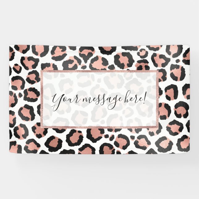 Modern schicke Black Rose Gold Foil Leopard Printi Banner (Horizontal)