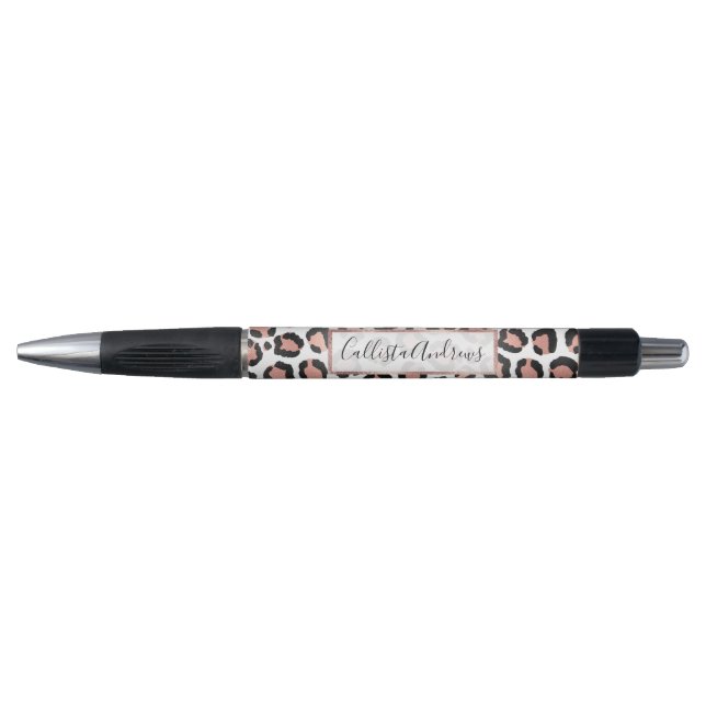 Modern schicke Black Rose Gold Foil Leopard Printi Kugelschreiber (Vorderseite)