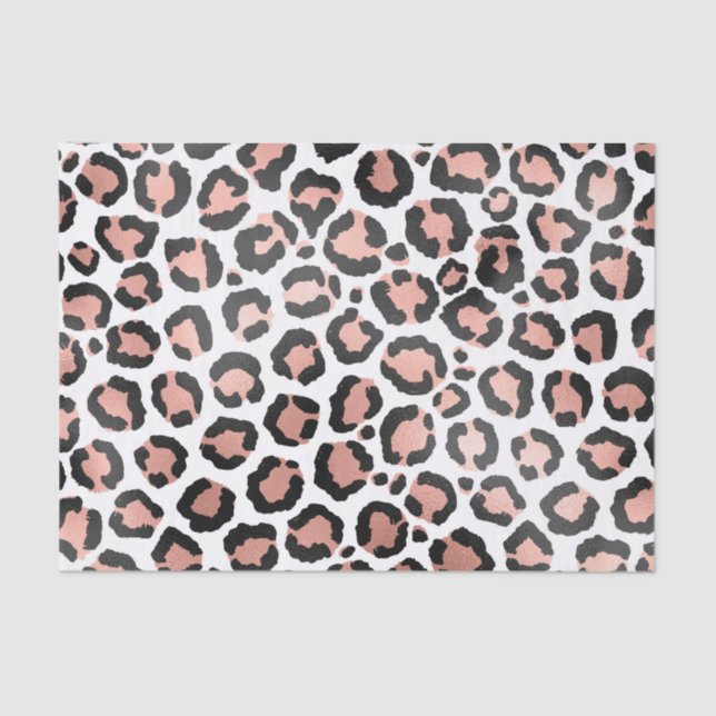 Modern schicke Black Rose Gold Foil Leopard Printi Seidenpapier (Vorderseite)