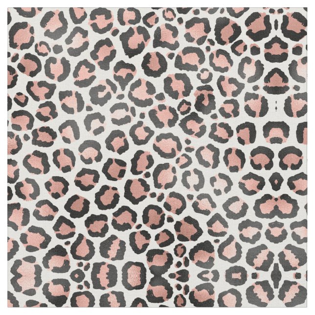 Modern schicke Black Rose Gold Foil Leopard Printi Stoff (Nahaufnahme)