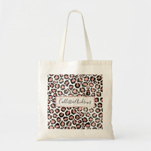 Modern schicke Black Rose Gold Foil Leopard Printi Tragetasche