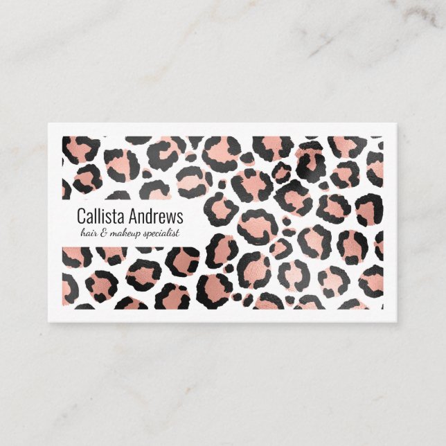 Modern schicke Black Rose Gold Foil Leopard Printi Visitenkarte (Vorderseite)