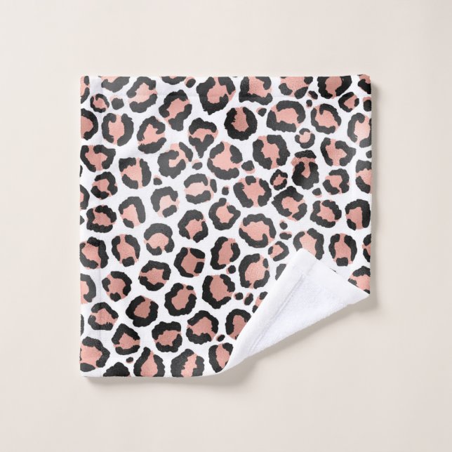 Modern schicke Black Rose Gold Foil Leopard Printi Waschlappen (Waschlappen)