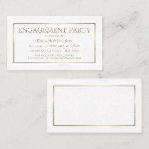 Modern & schlank, White/Gold-Engagement-Party-Tick Visitenkarte