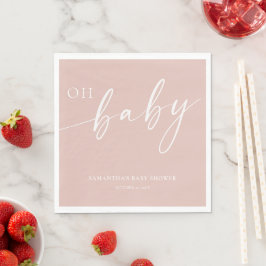 Modern schlicht rot Rosa Oh Baby Girl Dusche Serviette