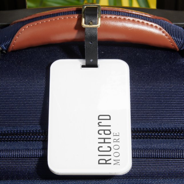 modern, schlicht und schlicht Schwarz-weiß Gepäckanhänger (Vorderseite Insitu 2)