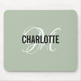 Modern schlinggrün, monogramm mousepad