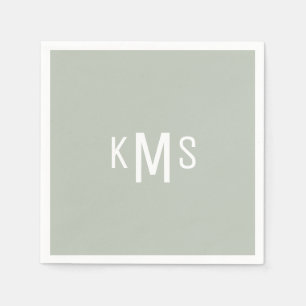Modern Schriftart Monogram Light Sage Cocktail Nap Serviette