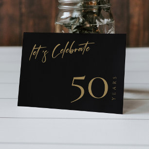 Modern Schwarz & Gold: Persönlicher 50. Jahrestag Einladung