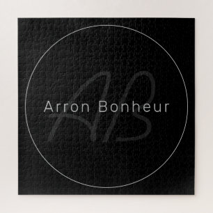 Modern Schwarz & Grau   Cooler Name & Monogramm Puzzle