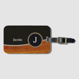 Modern Schwarz/Imitat-Holzmonogramm Gepäckanhänger