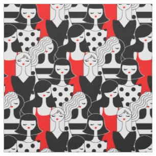 Modern schwarz-rote Frauenmuster Stoff