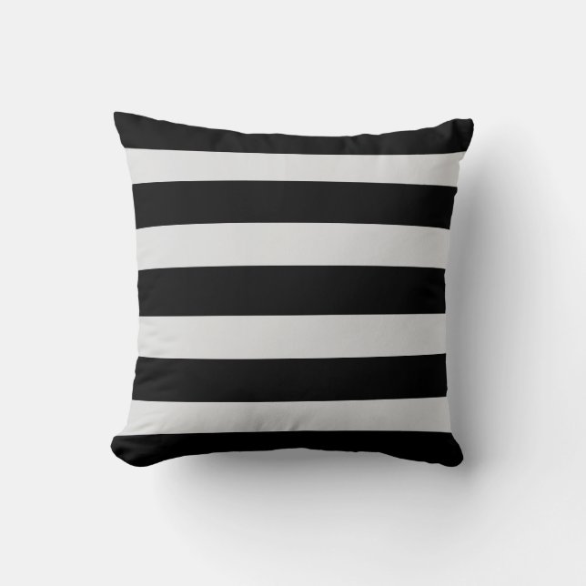 Modern Schwarz und Grau gestreift  Kissen (Vorderseite)