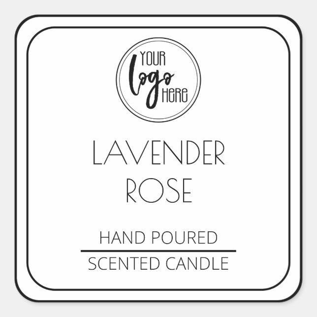 Modern Schwarz-Weiß-Logo Soft Candle Label Quadratischer Aufkleber (Vorderseite)