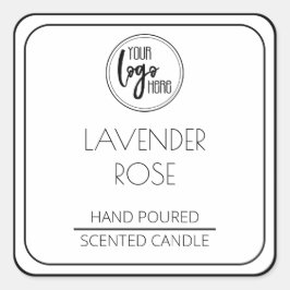 Modern Schwarz-Weiß-Logo Soft Candle Label Quadratischer Aufkleber