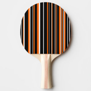 Modern Schwarz, Weiß, Orange Barcode Streifen Tischtennis Schläger