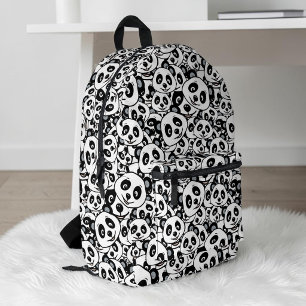 Modern Schwarz-Weiß Süßer Panda-Bär-Muster Bedruckter Rucksack