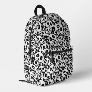 Modern Schwarz-Weiß Süßer Panda-Bär-Muster Bedruckter Rucksack
