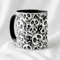 Modern Schwarz-Weiß Süßer Panda-Bär-Muster