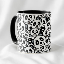 Modern Schwarz-Weiß Süßer Panda-Bär-Muster
