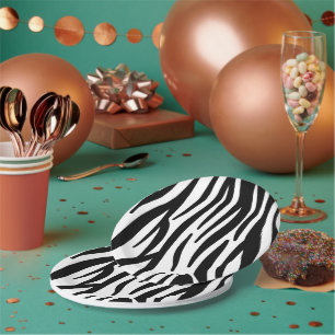 Modern Schwarz-Weiß-Zebrastreifen Pappteller