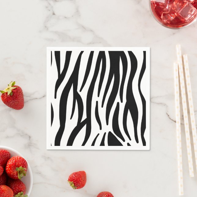 Modern Schwarz-Weiß-Zebrastreifen Serviette (Beispiel)