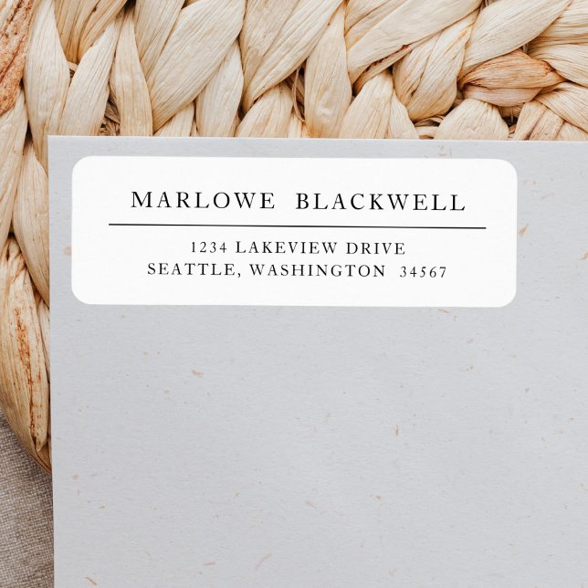 Modern Schwarz-weiße Minimalistische Rücksendeadre (Von Creator hochgeladen)