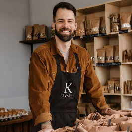 Modern Schwarz-weiße Monogrammbezeichnung personal Schürze