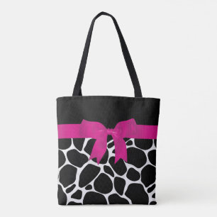 Modern Schwarz-weißer Leopard Print Pink Ribbon