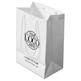 Modern Schwarz-weißes Firmenlogo Mittlere Geschenktüte