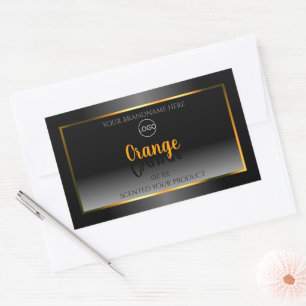 Modern Schwarz-weißes Label-Orange-Rahmen-Logo Rechteckiger Aufkleber