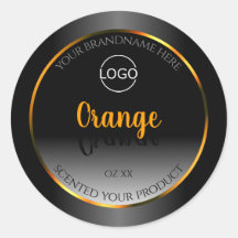 Modern Schwarz-weißes Label-Orange-Rahmen-Logo