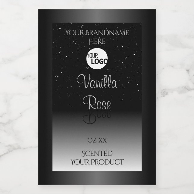 Modern Schwarz-weißes Label Soft Glitzer Logo Lebensmitteletikett (Einzelnes Label)